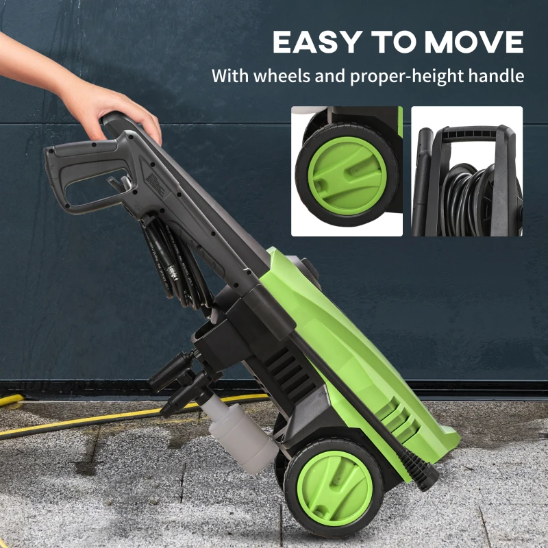 DURHAND 1800W High Pressure Washer, 150 Bar Pressure, 510 L/h Flow, High-Performance Portable Power Jet Wash Cleaner Green