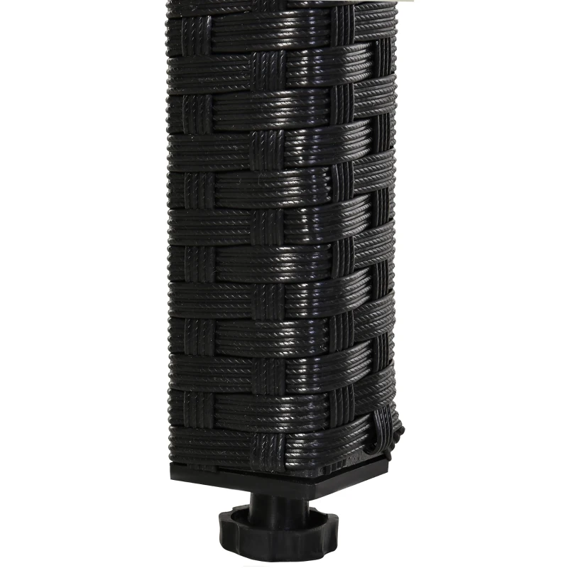 Outsunny Set Mobila de Gradina Rattan 5 Buc Masa 2 Scaune 2 Taburet cu Perne Combinate Rectangulare, Negru
