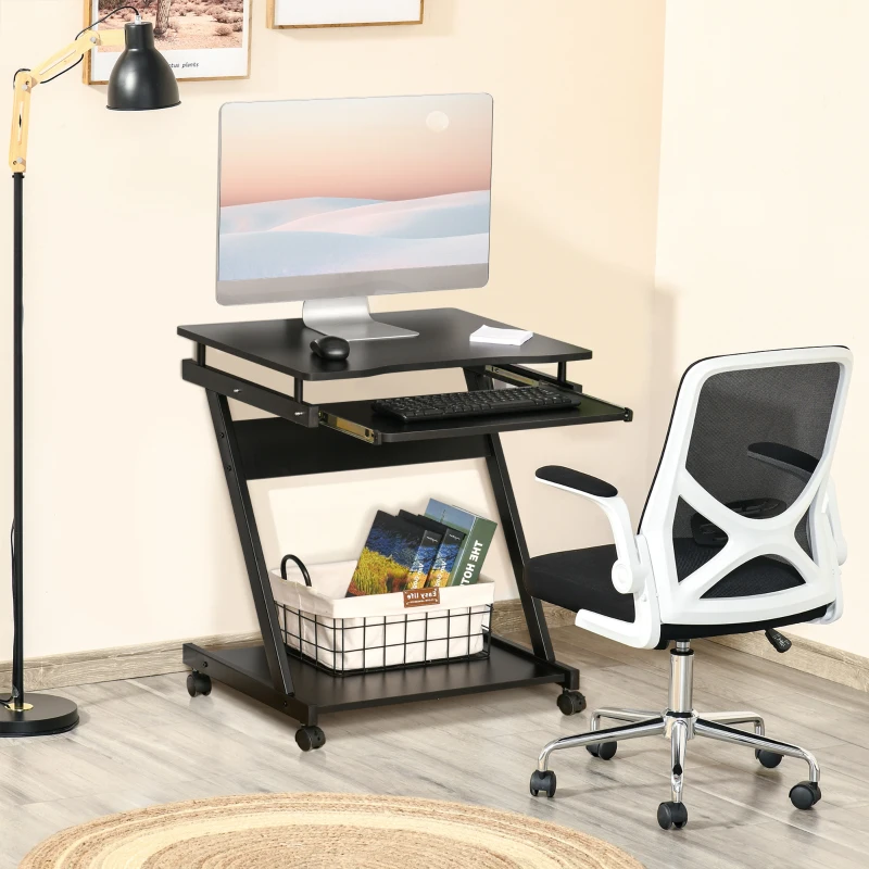 HOMCOM birou cu suport pentru PC si tastatura, negru