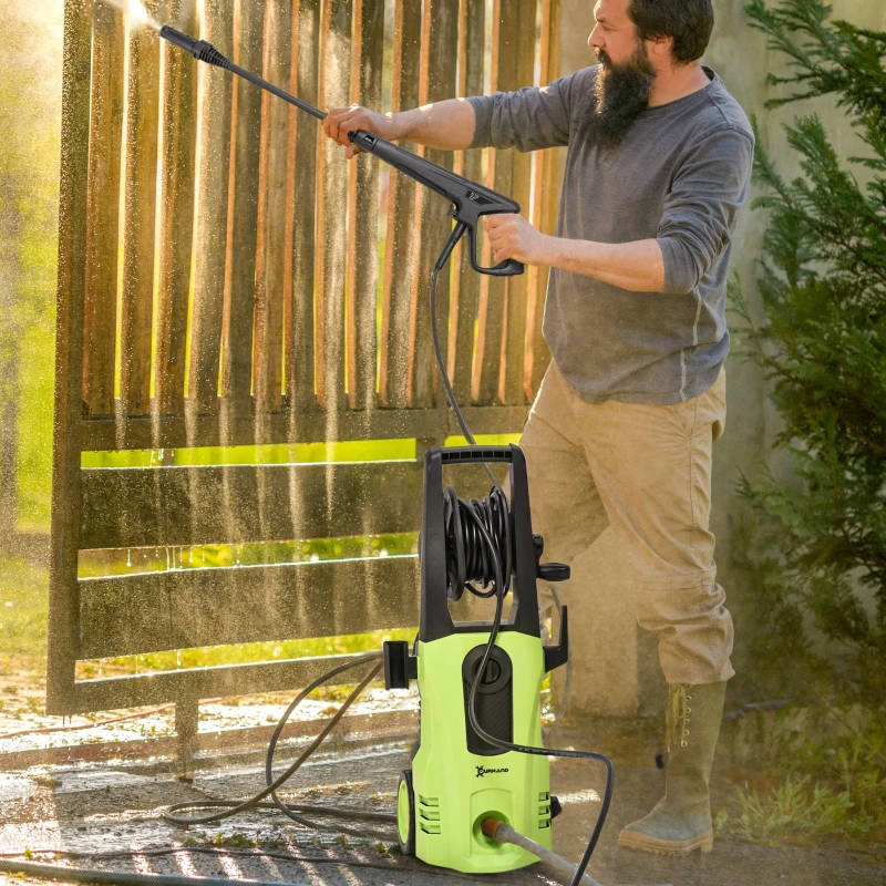 DURHAND 1800W High Pressure Washer, 150 Bar Pressure, 510 L/h Flow, High-Performance Portable Power Jet Wash Cleaner Green
