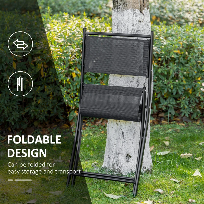 Outsunny Set Mobilier pentru Grădină din Poly Ratan 3buc Set Masă și 2 Scaune pentru Grădină Pliabile Negru