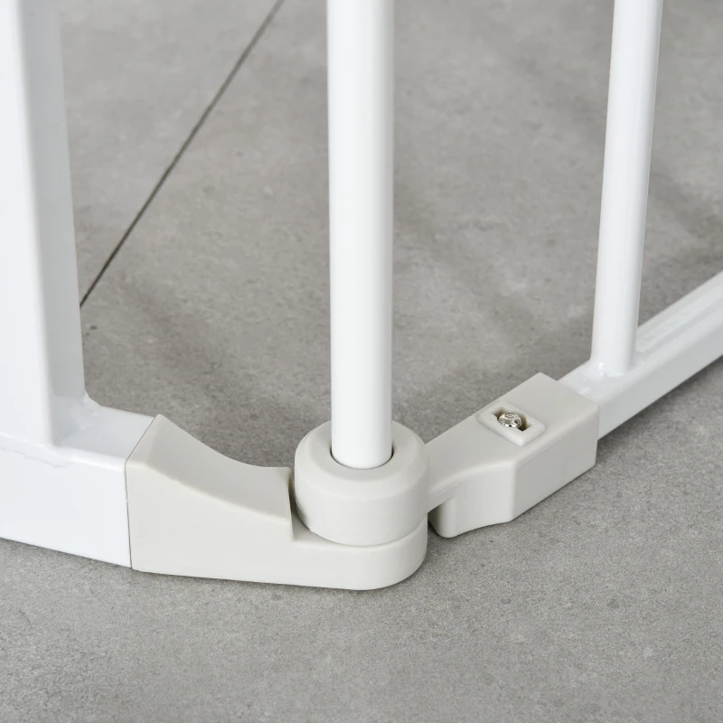PawHut Pet Safety Gate, 3 Panels Playpen Fireplace, Metal Fence, Stair Barrier, Room Divider w/ Walk-Through Door - White(m-9)