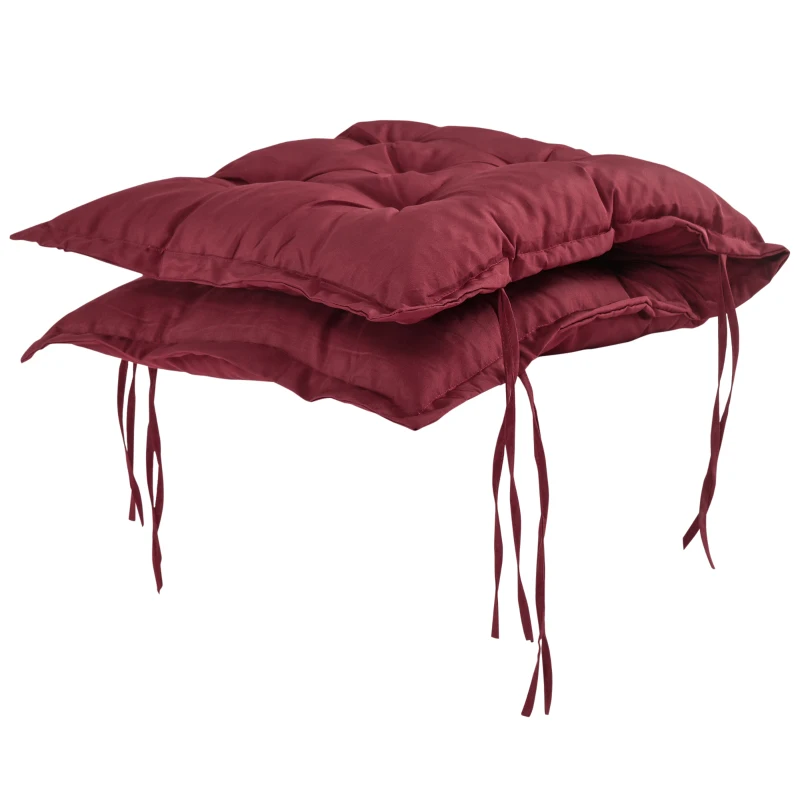Outsunny Cuscino per Sedie da Giardino con Laccetti e Imbottitura Spessa, 100x50cm, Rosso