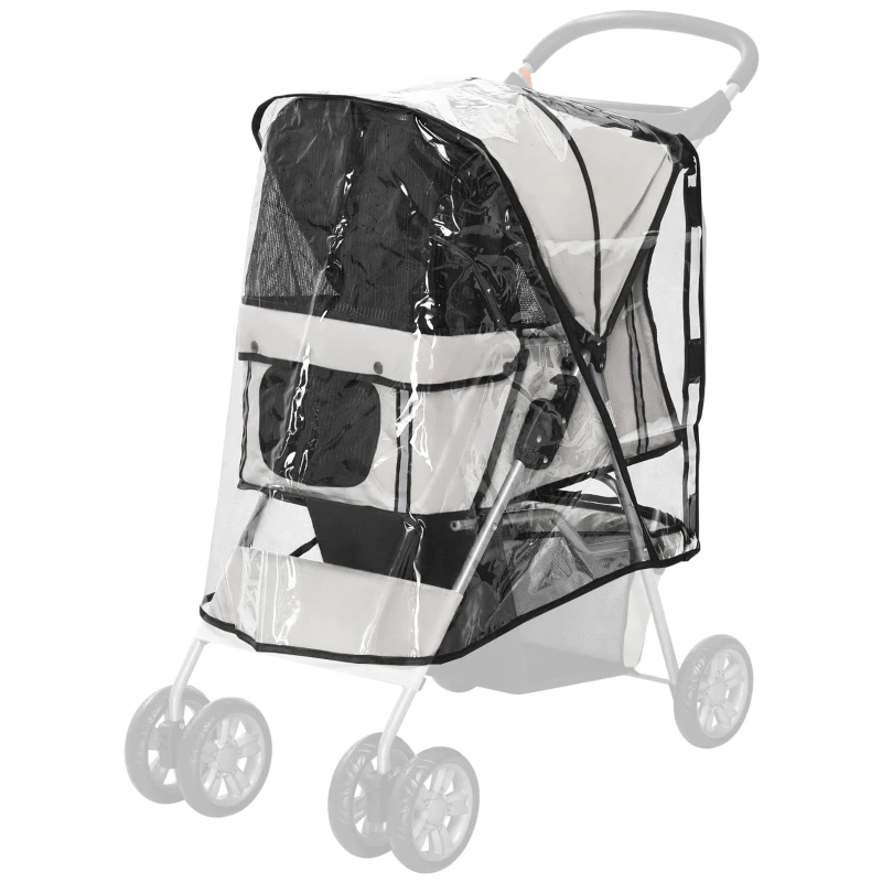 PawHut Dog Stroller Rain Cover, Cover for Dog Pram Stroller Buggy w/ Rear Side Entry