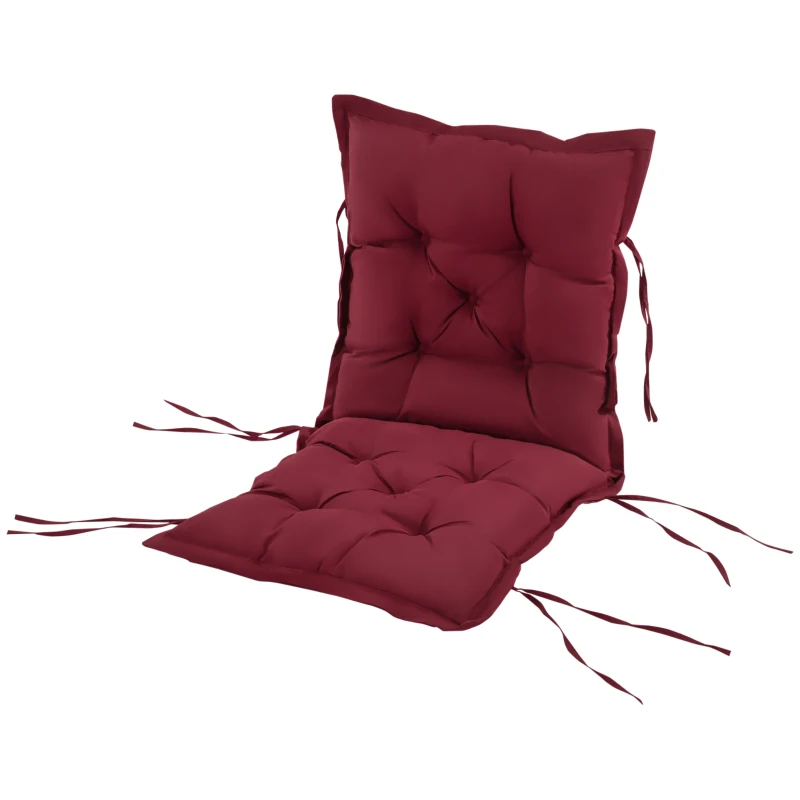 Outsunny Cuscino per Sedie da Giardino con Laccetti e Imbottitura Spessa, 100x50cm, Rosso