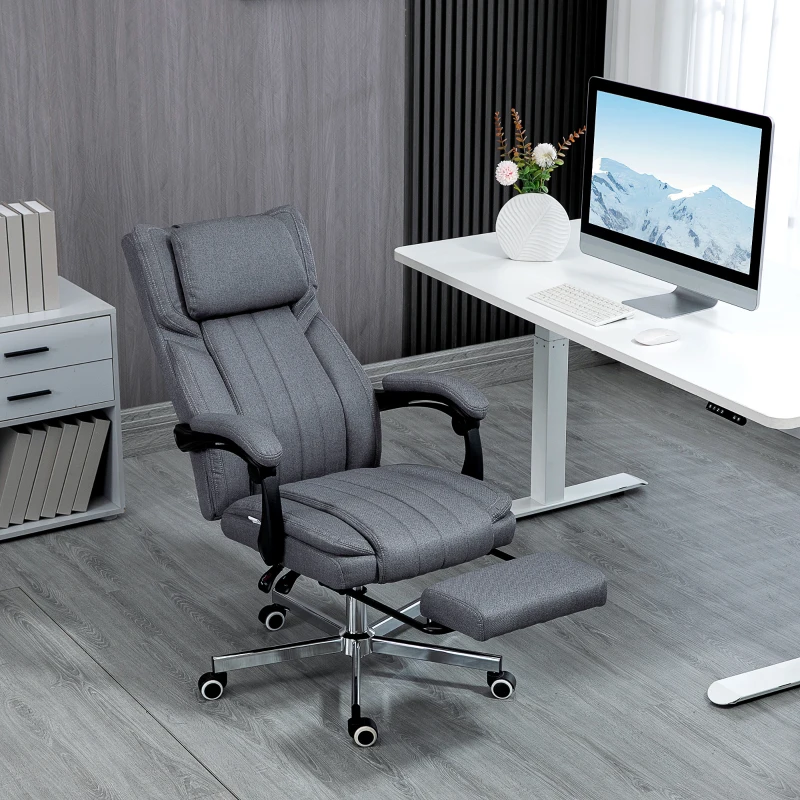Vinsetto Cadeira de Escritório com 6 Pontos de Massagem com Vibração Reclinável com Altura Ajustável 65x61x101-113 cm Cinza