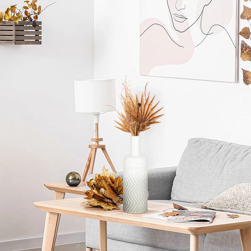 HOMCOM Vaso para Flores de Metal Vaso Decorativo para Flores Moderno com Textura 3D  Ø15x45,5 cm Cinza