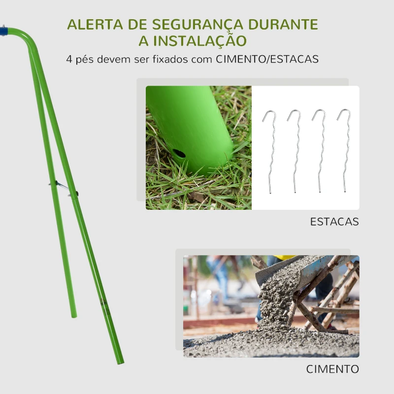 Outsunny Conjunto de Baloiços de Jardim com Altura Ajustável Baloiços para Crianças com Baloiço Duplo  280x140x178 cm Verde