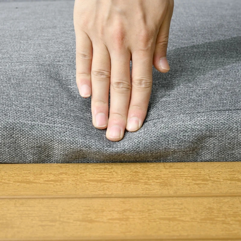 Outsunny Conjunto Móveis de Jardim de Alumínio 3 Peças Inclui 2 Sofás com Almofadas Mesa de Centro e Painel Lateral Cinza e Madeira