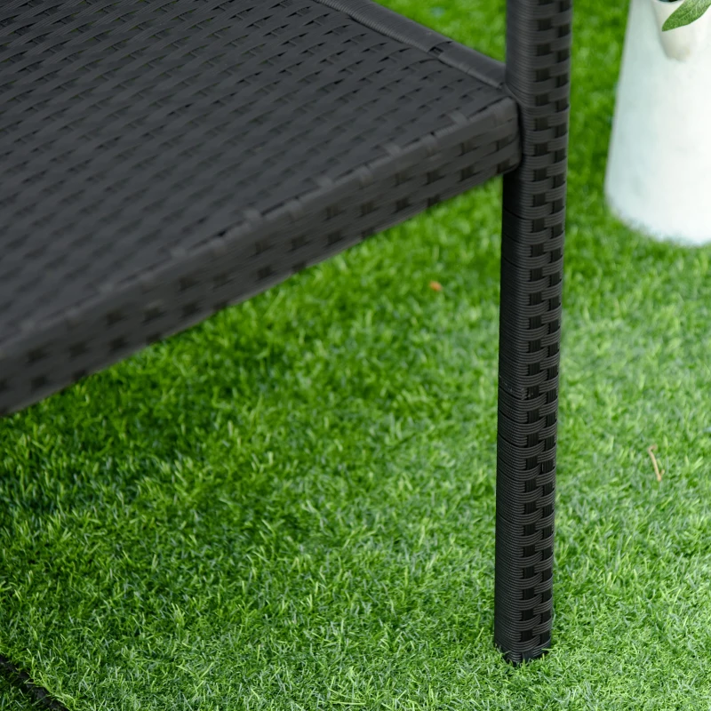 Outsunny Patio Rattan 2 Seater Garden Bench Wicker Weave Love Seater Armchair Furniture Outdoor Garden Conservatory Chair Black