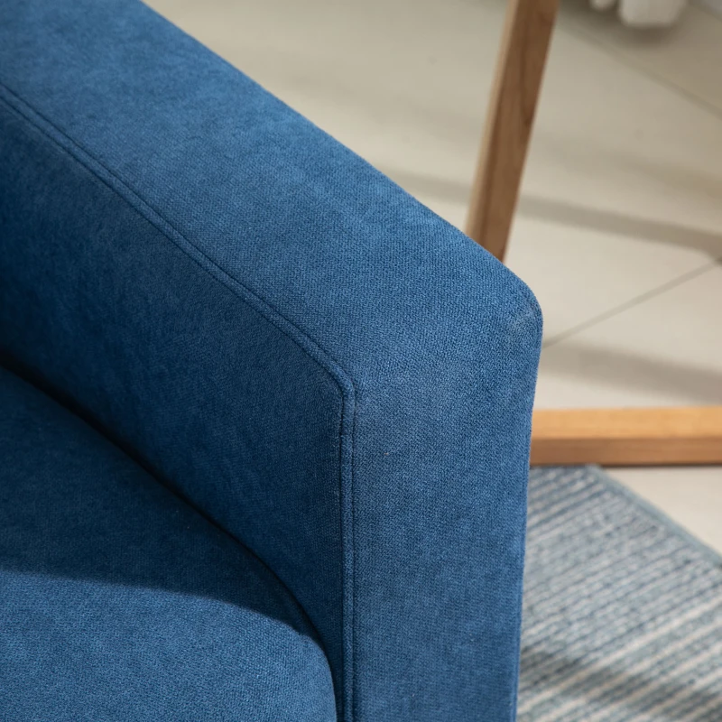 HOMCOM Sofá de 2 Lugares Moderno Estofado em Poliéster com 2 Almofadas Apoio para os Braços e Pés de Madeira de Borracha 145x76x88 cm Azul