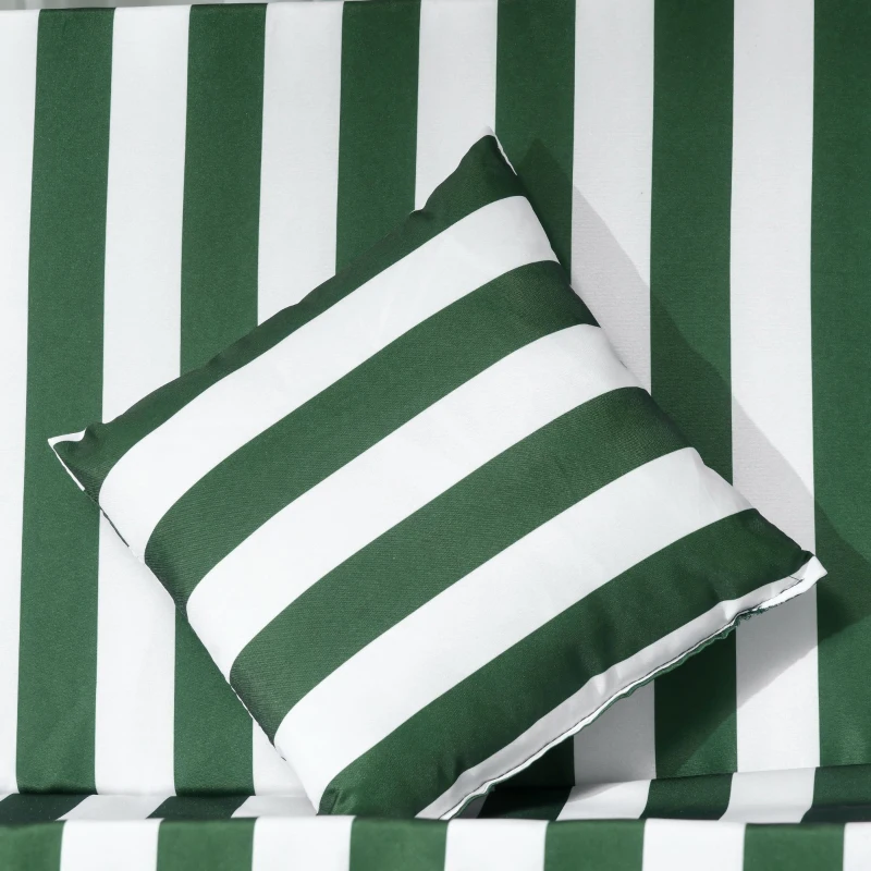 Outsunny Balancelle de jardin 2 places 2 coussins toit réglable acier polyester dim. 175L x 120l x 166H cm vert blanc
