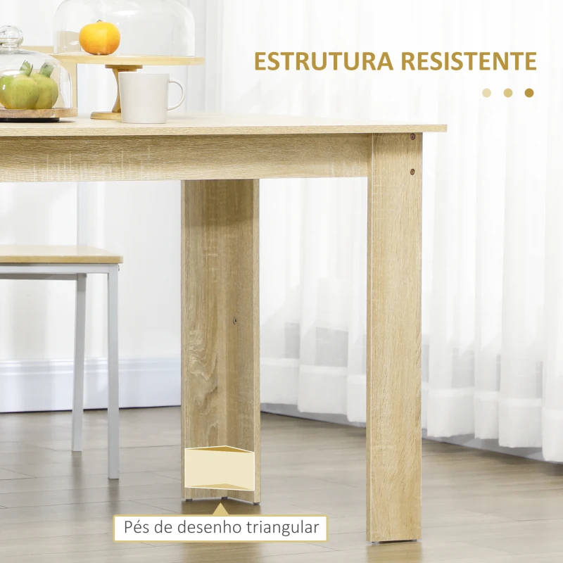 HOMCOM Mesa de Sala de Jantar para 4-6 Pessoas Estilo Moderno com Bancada de Melamina de Madeira Carga 50 kg 120x69x75 cm Carvalho