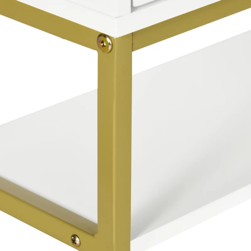 kleankin Armário de Parede Casa de Banho com Porta Prateleira Ajustável e Armazenamento Inferior 60x20x51 cm Branco