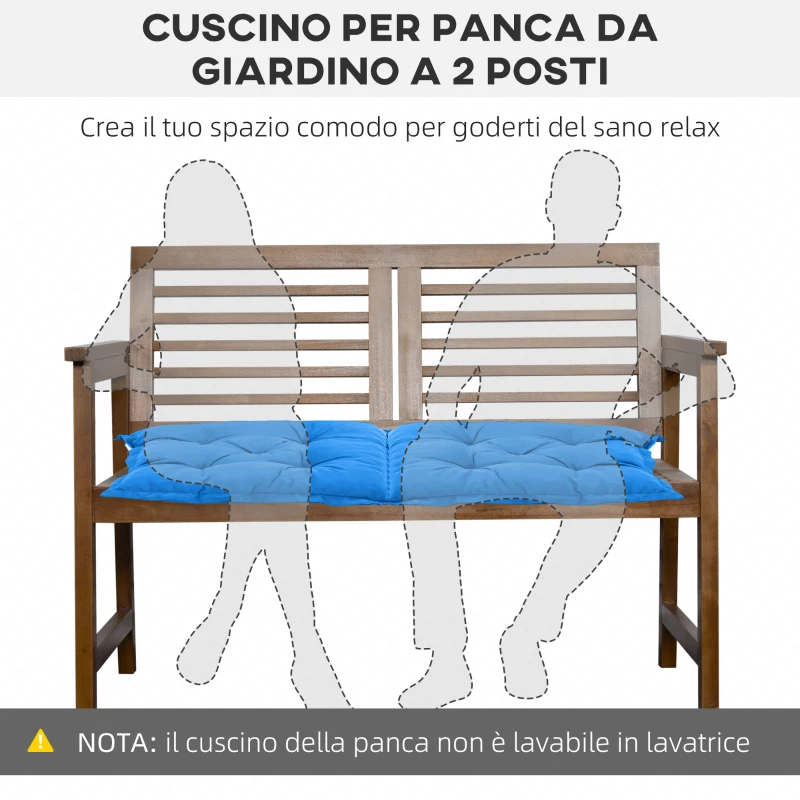 Outsunny Cuscino per Sedie da Giardino con Laccetti e Imbottitura Spessa, 100x50cm, Blu