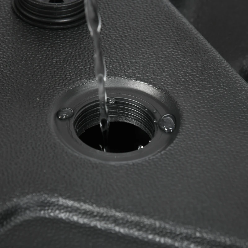 Outsunny Set 2 Piastre Base per Ombrellone da Giardino Riempibile con Acqua e Sabbia, Nero