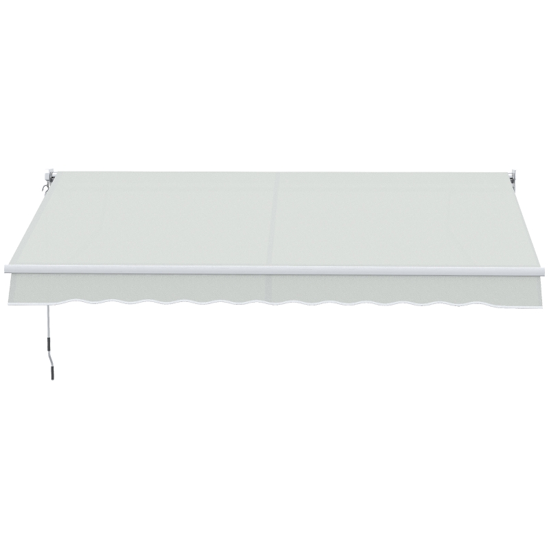 Outsunny Toldo Manual Retrátil com Manivela 200x295 cm Toldo de Parede com Proteção Solar UV50+ e Estrutura de Alumínio Creme