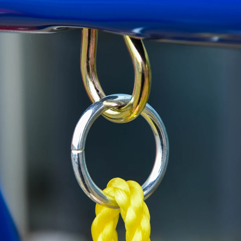 Outsunny Metal Swing Set with Seat Adjustable Rope Heavy Duty A-Frame Stand Backyard Outdoor Playset for Kids Fun 3-8 Years Old Blue