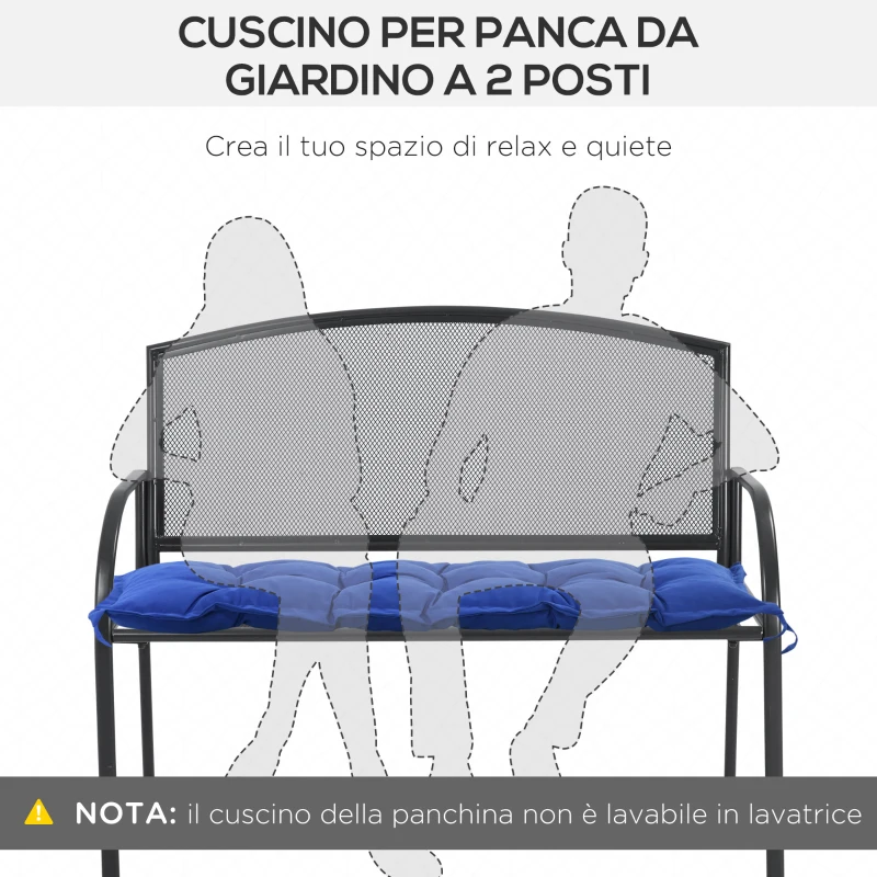 Outsunny Cuscino per Panchina da Giardino con Laccetti e Imbottitura Spessa, 100x40cm, Blu