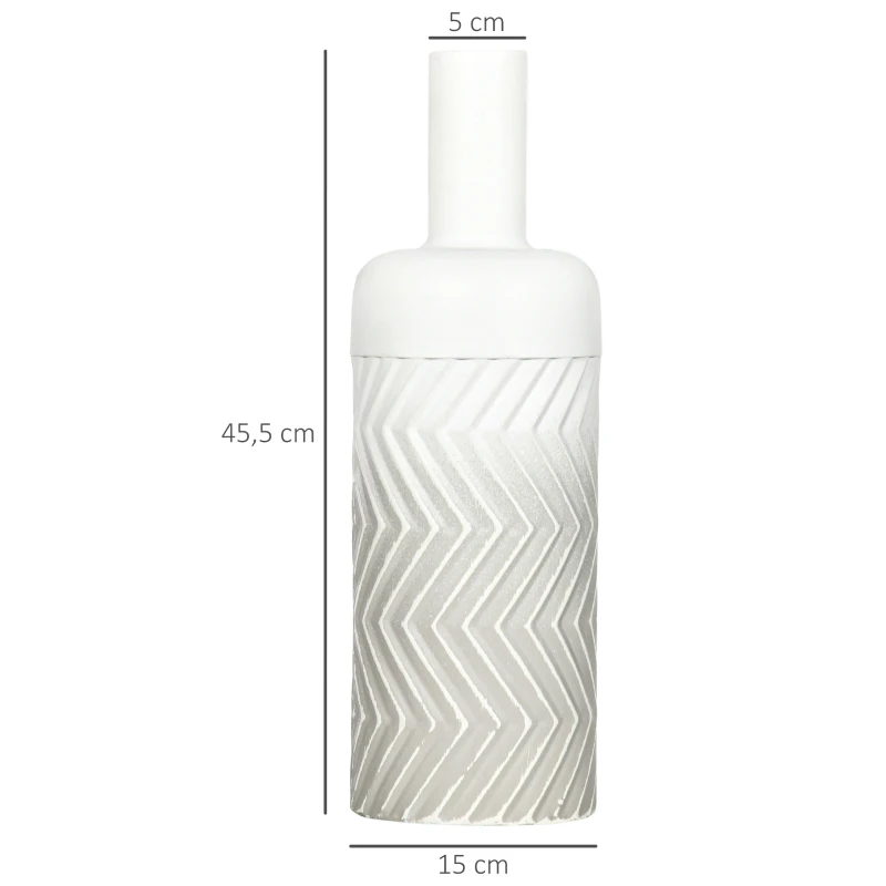 HOMCOM Vaso para Flores de Metal Vaso Decorativo para Flores Moderno com Textura 3D  Ø15x45,5 cm Cinza