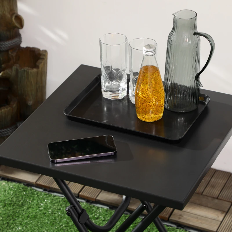 Outsunny Gartenmöbel-Set, Sitzgarnitur, 3-tlg., Klapptisch, 2 Klappstühle, Stahlrahmen, schwarz