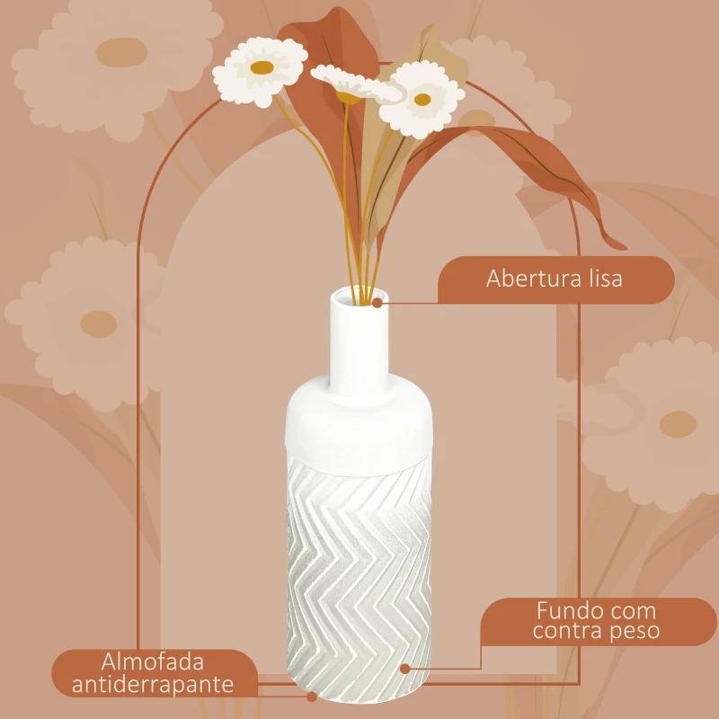 HOMCOM Vaso para Flores de Metal Vaso Decorativo para Flores Moderno com Textura 3D  Ø15x45,5 cm Cinza