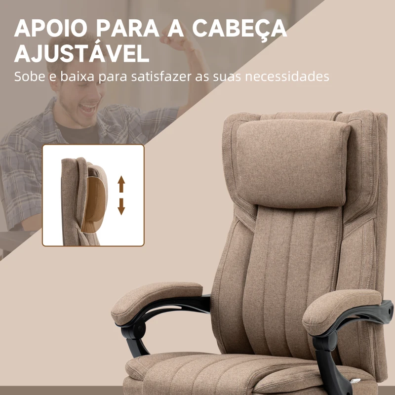 Vinsetto Cadeira de Escritório com 6 Pontos de Massagem com Vibração Reclinável com Altura Ajustável 65x61x101-113 cm Marrom