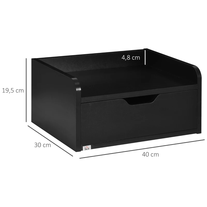 HOMCOM Conjunto de 2 Mesas de Cabeceira de Parede Mesas de Cabeceira Flutuantes com 1 Gaveta 40x30x19,5 cm Preto