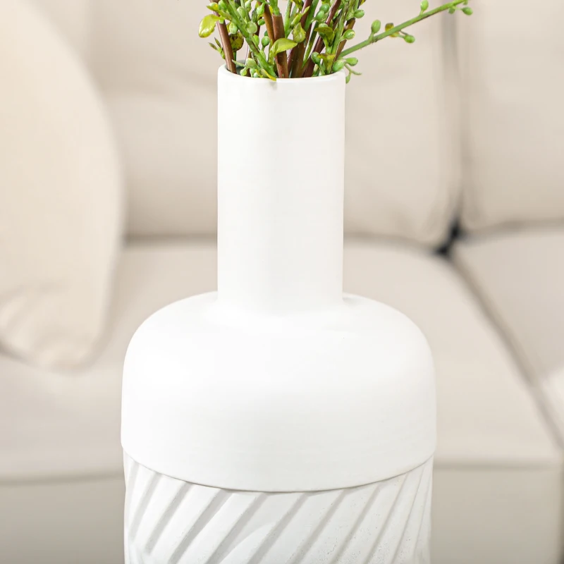 HOMCOM Vaso para Flores de Metal Vaso Decorativo para Flores Moderno com Textura 3D  Ø15x45,5 cm Cinza