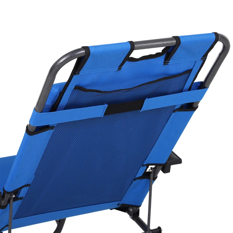 Outsunny Folding Chaise Lounge Chair Portable Adjustable Recliner Lounger Outdoor Garden Reclining Seat with Pillow