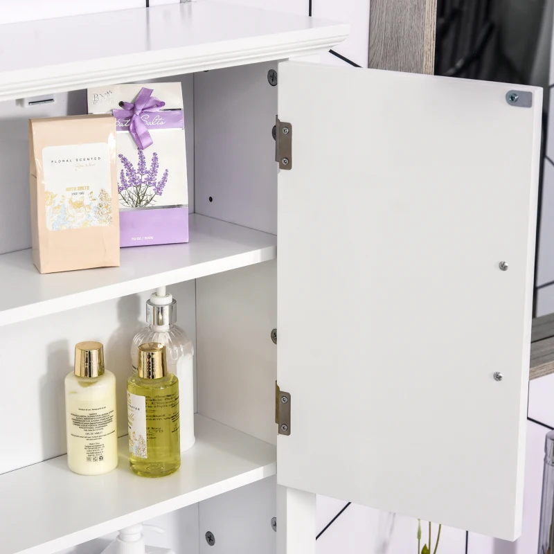 HOMCOM Armário de Parede para Casa de Banho com 2 Portas e Prateleira Ajustável e Armazenamento Aberto 60x19,8x58 cm Branco