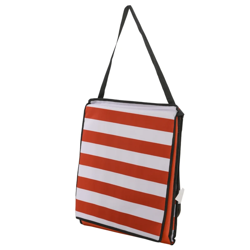 Outsunny Conjunto de 2 Esteiras de Praia Dobrável Esteiras Acolchoadas com Encosto Reclinável  142x51x40 cm Branco e Vermelho