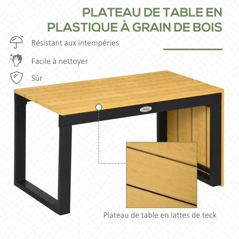 Outsunny Salon de Jardin d'angle modulable avec table basse aluminium 5 places 3 pièces 8 coussins inlcus gris foncé