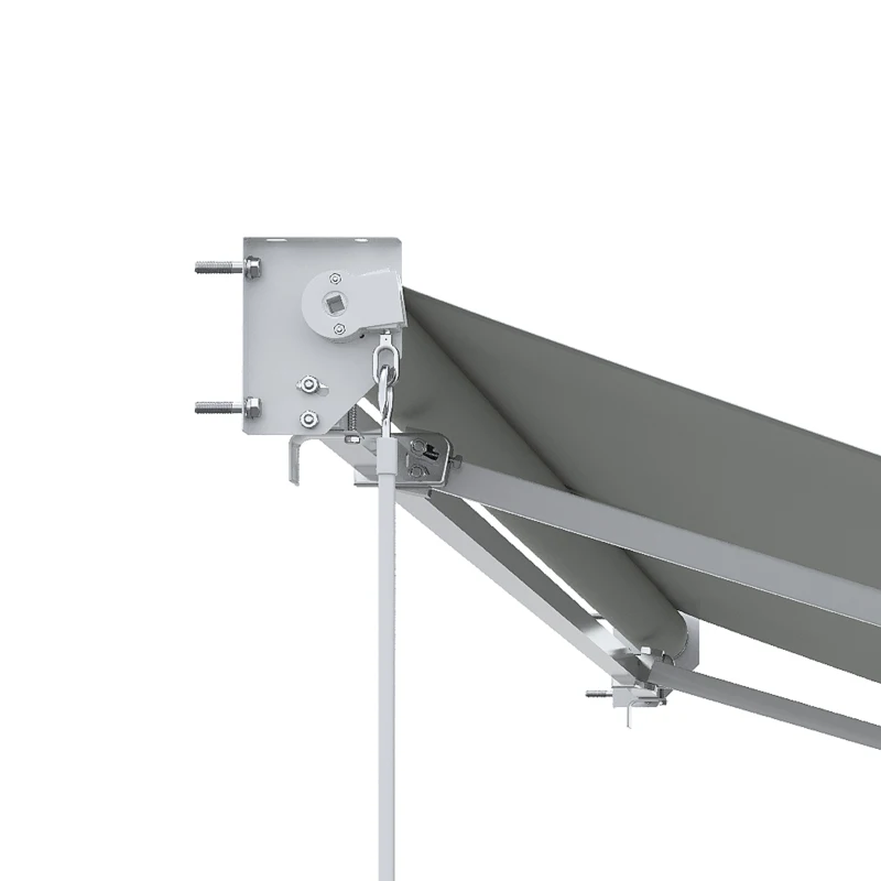 Outsunny Toldo Manual Retrátil com Manivela 200x295 cm Toldo de Parede com Proteção Solar UV50+ e Estrutura de Alumínio Creme