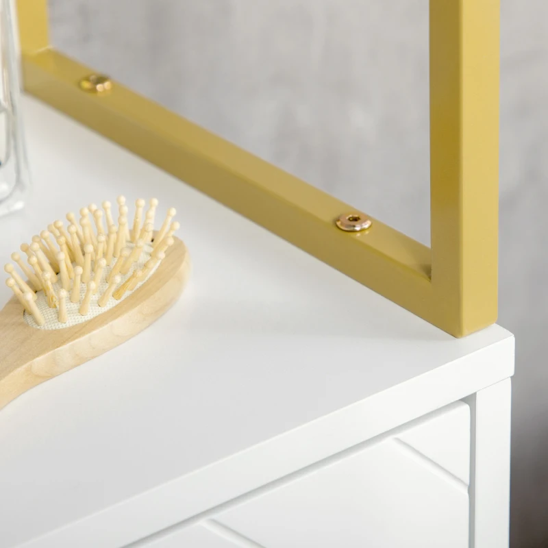 Dulap Baie Compact – MDF & Otel cu Rafturi Deschise si Usi(m-9)