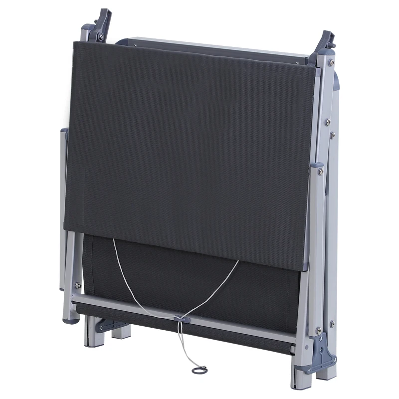 Outsunny Garden Sun Lounger Texteline Chaise Lounge Reclining Chair with Canopy Adjustable Backrest Bed Aluminium Frame - Grey