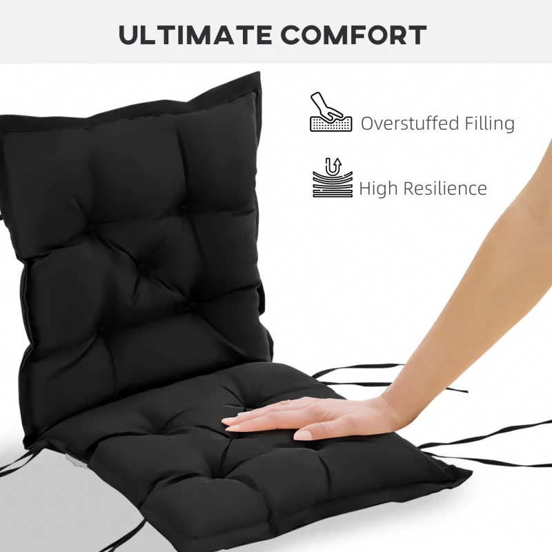 Outsunny Perna de Scaun de Gradina, Perna de Scaun in Aer Liber cu Cordoane de Prindere si Umplutura Groasa, Negru, 100cm Latime