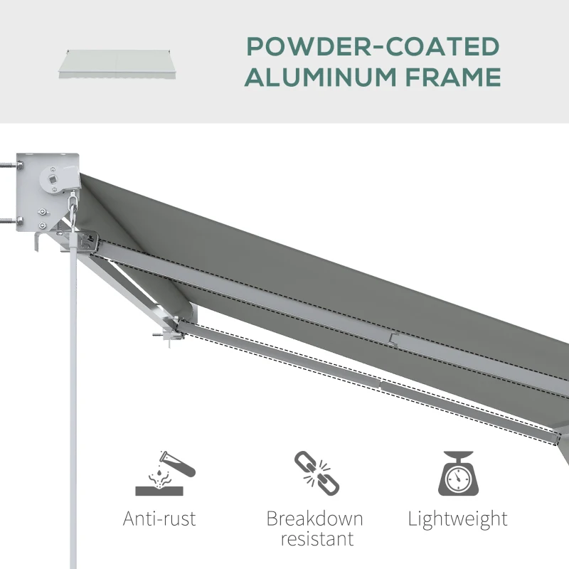 Outsunny Copertina pentru soare cu brate si actionare manuala, din aluminiu si poliester pentru exterior, 295x200 cm, alb crem