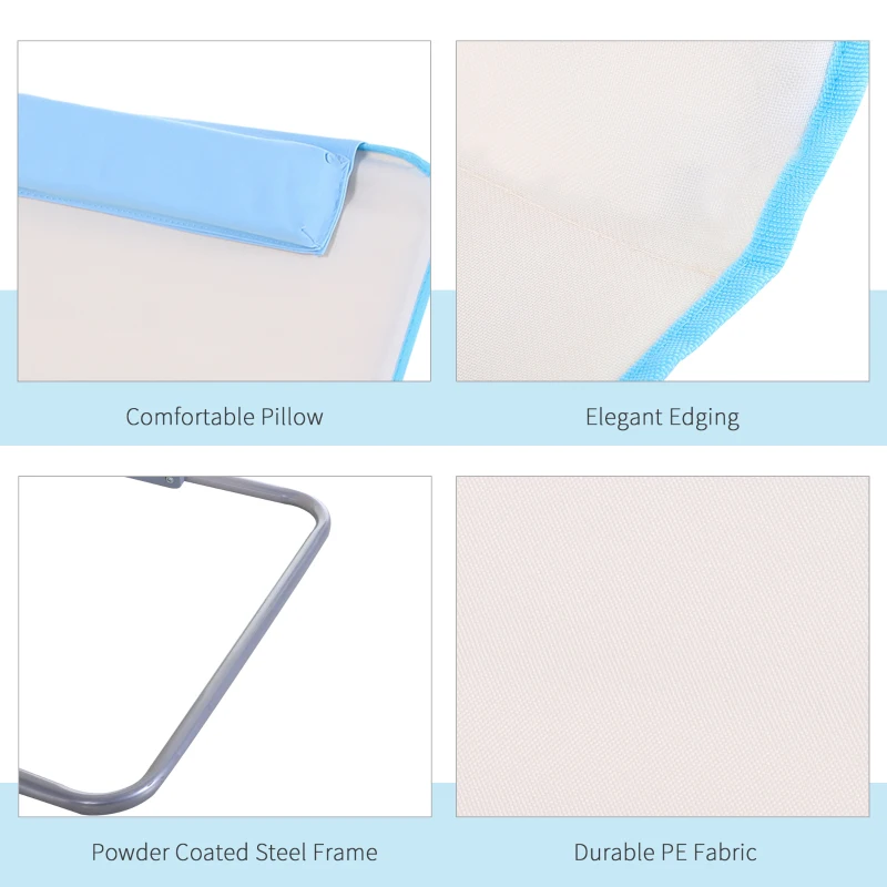 Outsunny 2 Pieces Outdoor Lounger Beach Mat Patio Steel Reclining Chair Set w/ Pillow Sunbath Beige