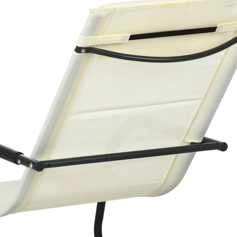 Outsunny Scaun Balansoar de Gradina din Otel cu Cotiere si Tetiera Detasabile, 67x144x87 cm, Gri si Bej