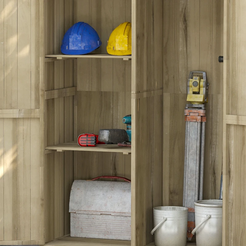 Outsunny Magazina Gradina Lemn – Dulap cu Usi Duble pentru Unelte