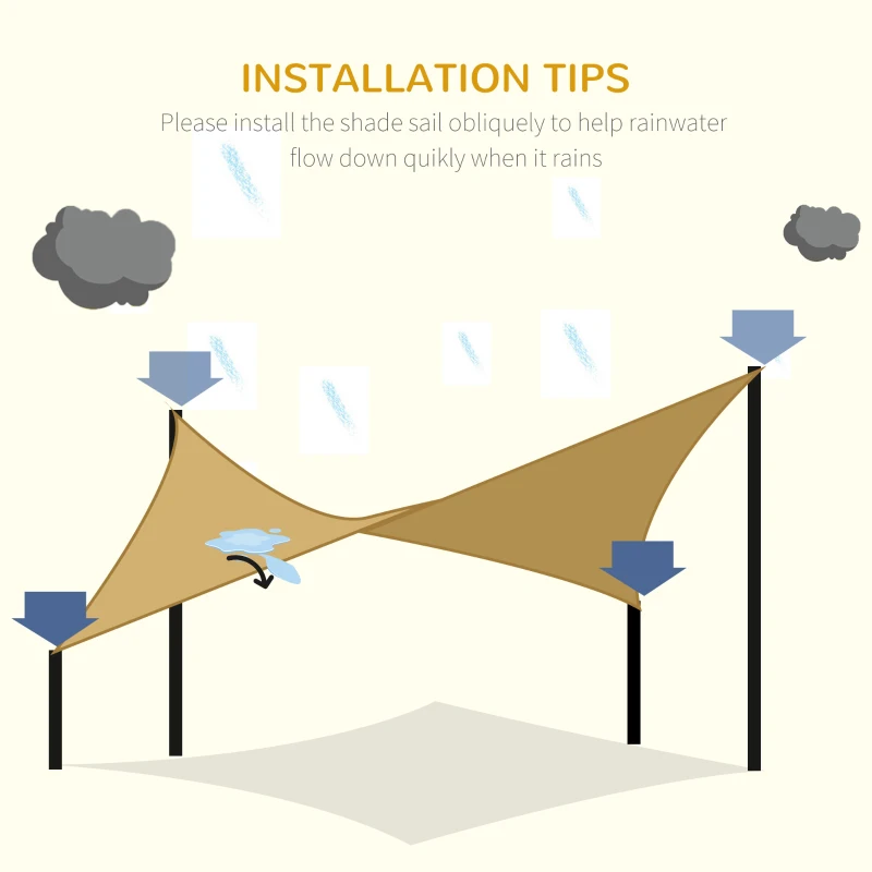 Outsunny Copertina pentru soare, dreptunghiulara din HDPE pentru protectie impotriva razelor UV cu accesorii si husa pentru transport incluse, 4x3 m, bej