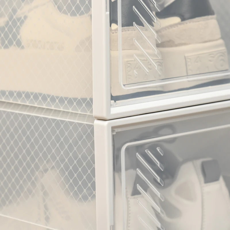 Homcom Dulap Pantofi – 18 Cutii PP Transparente, Economisire Spatiu