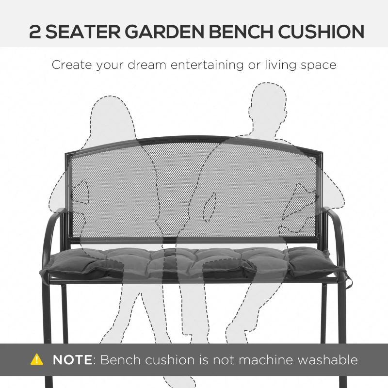 Outsunny Perna pentru Banca de Terasa, Perne de 10 cm Grosime pentru Scaune in Aer Liber cu Umplutura Groasa si Cordoane de Prindere, 2 Locuri, Gri