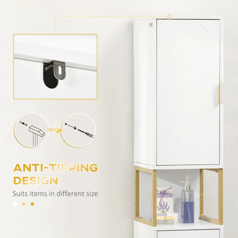 Dulap Baie Compact – MDF & Otel cu Rafturi Deschise si Usi(m-7)