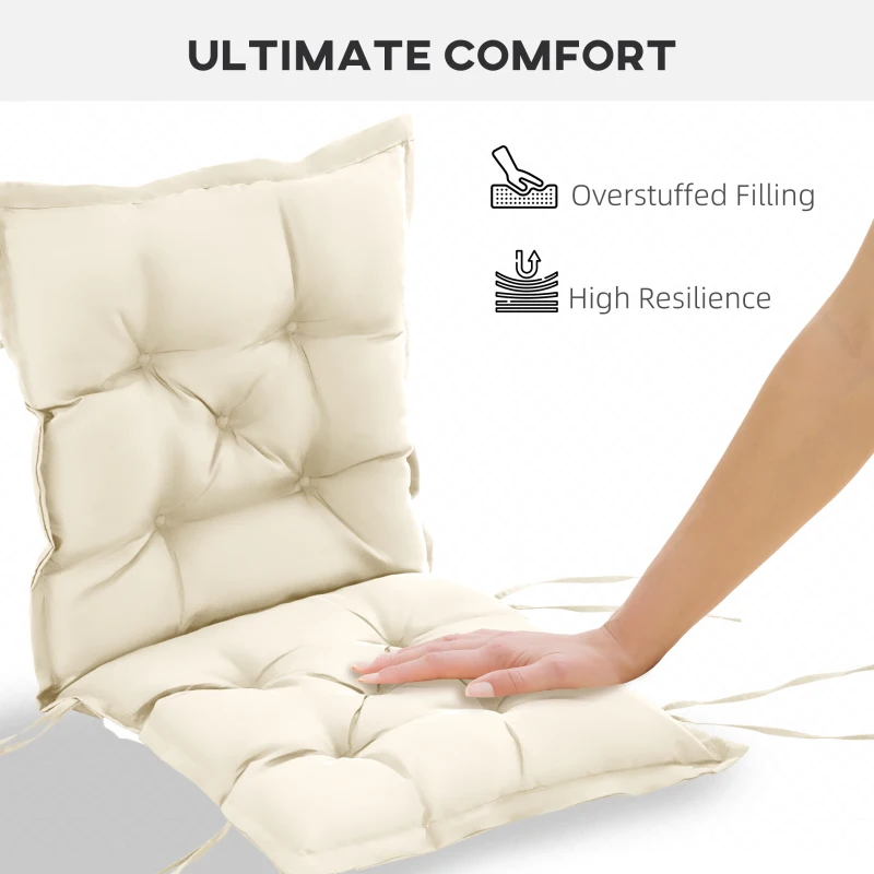 Outsunny Perna de Scaun de Gradina, Perna de Scaun in Aer Liber cu Cordoane de Prindere si Umplutura Groasa, Alb Crem, 100cm Latime
