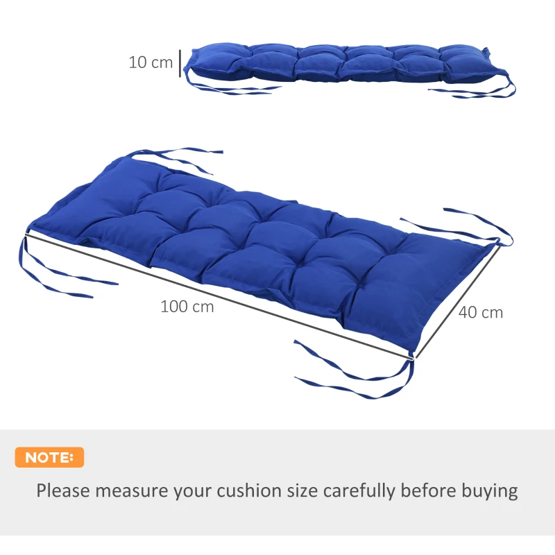 Outsunny Cuscino per Panchina da Giardino con Laccetti 100x40cm Blu