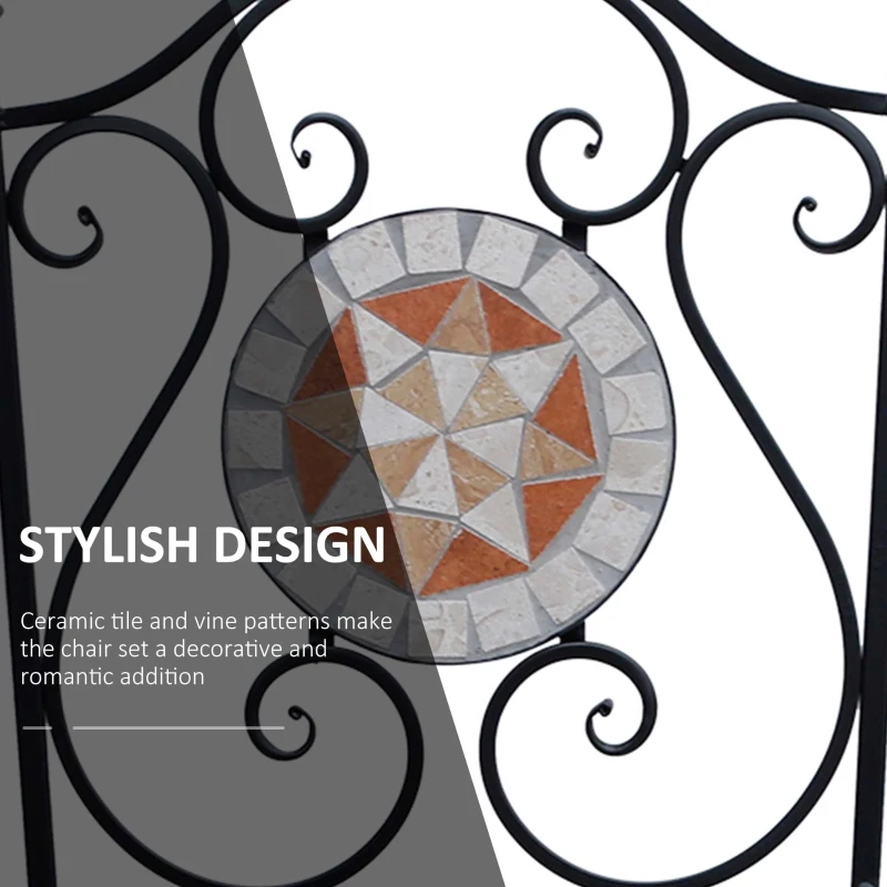 OUTSUNNY Mosaic Garden Folding Chair Set Outdoor Dining Furniture Set of 2