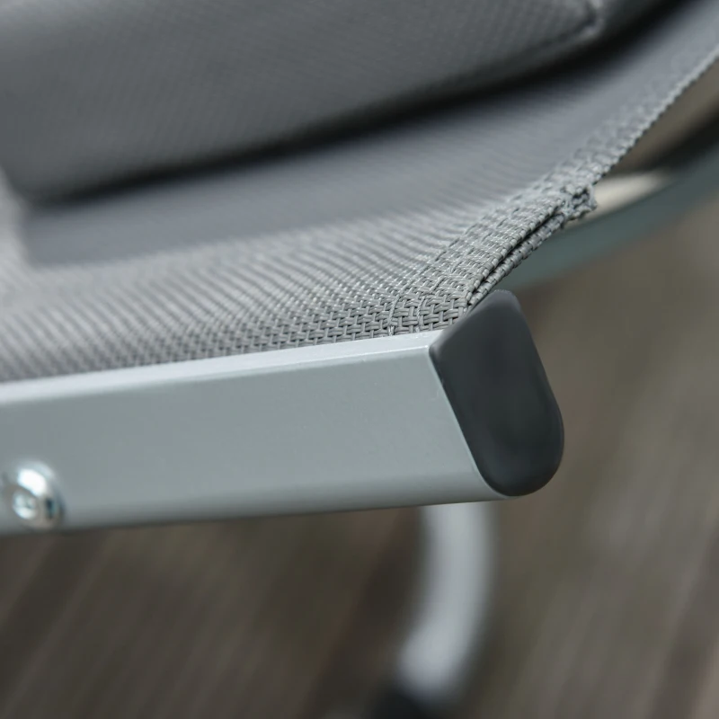 Outsunny Ergonomic Lounger Chair Portable Armchair with Removable Headrest Pillow for Garden Patio Outside All Aluminum Frame Dark Grey