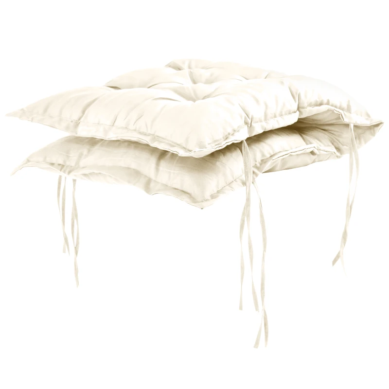 Outsunny Perna de Scaun de Gradina, Perna de Scaun in Aer Liber cu Cordoane de Prindere si Umplutura Groasa, Alb Crem, 100cm Latime